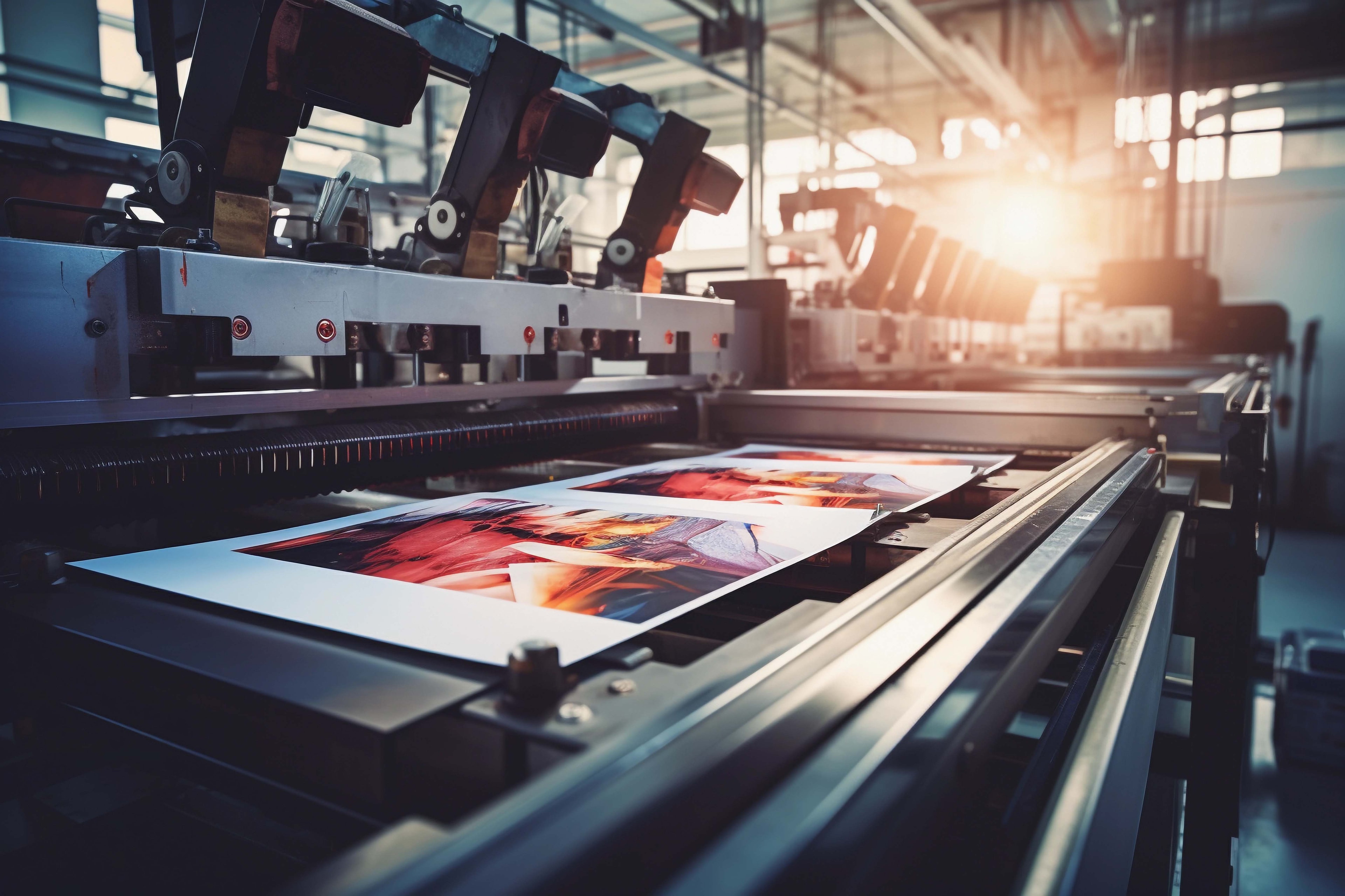 Close-up of professional printing equipment